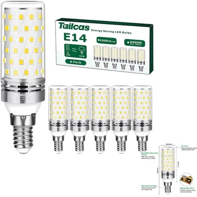 LED E14 Birne, 6000K, 1000LM, 12W, energiespar, Glühbirne, Kerze, Pack - Bild 1 von 4