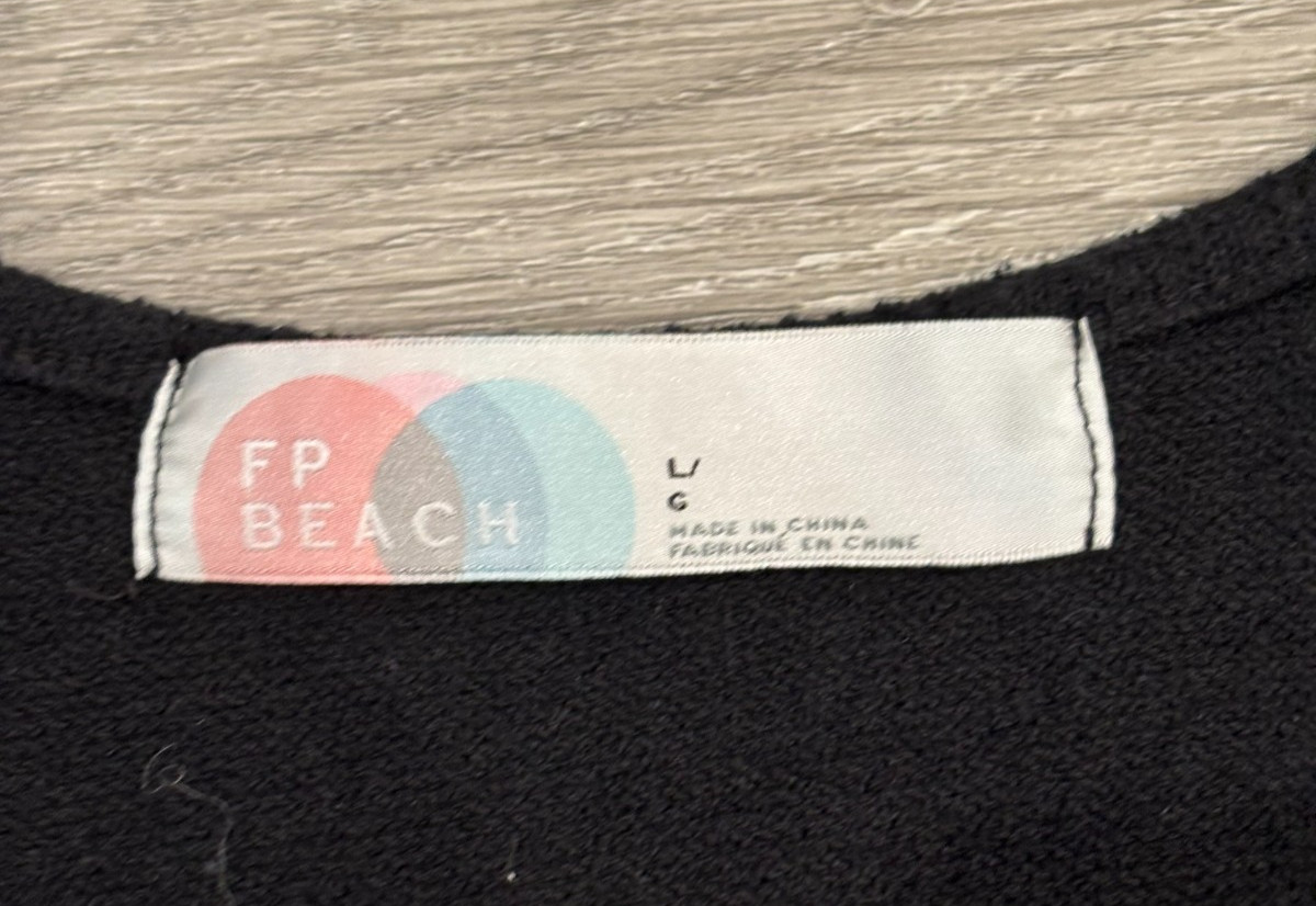 Free People FP Beach Rita One Piece Jumpsuit Wide Leg Lounge Black Womens L