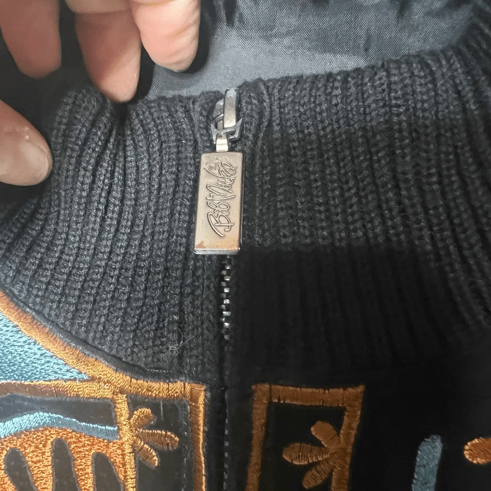 Bob Mackie Wearable Art Black Leather Jacket Embroidered Sz M - Image 3 of 4