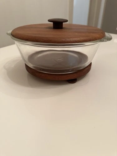 MCM Ernest Sohn Teak Lid & Base with Anchor Hocking Fire-King Casserole Dish