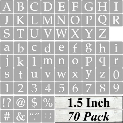1.5 Inch Alphabet Letter Stencils for Painting - 70 Pack Letter and Number St...