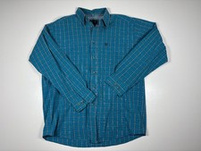 Ariat Pro Series Mens Blue Plaid L Button Down Shirt Long Sleeve Blue Western