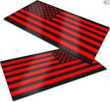 2PCS American Flag Decal Embossed 3D Metal Black and Red Flag Emblem Bumper Deca