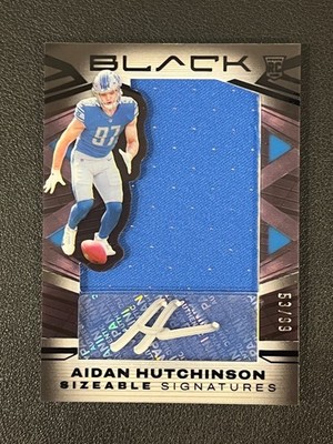 Aidan Hutchinson 2022 Panini Black Football Rookie Auto Patch Sizeable /99 Lions