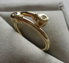 hochwertiger 585er Gold Ring mit 2 Diamanten MILOR ITALY (168058)