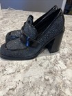GUESS Heeled Loafer Black Shiney Leather Sz 9 New Marcelle block heel  — photo 6