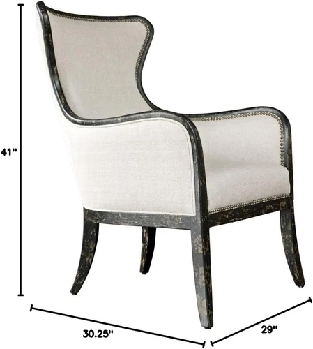 Elegant Sandy Wing Back Armchair in Solid Wood for Timeless Comfort - Picture 3 of 6