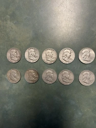 Franklin Half Dollar Silver Circulated 1951-1963 50C Lot US Coins