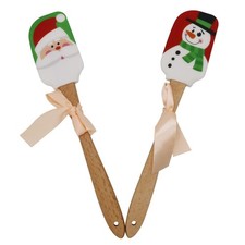 Christmas Silicone Spatula, Set of 2, Large Santa & Snow Man Spatula with Woo...