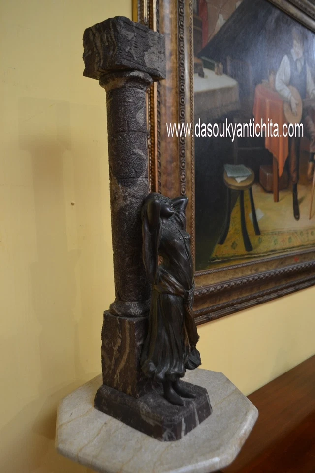 Statua in bronzo stile Liberty fanciulla XX secolo - Immagine 4 di 4