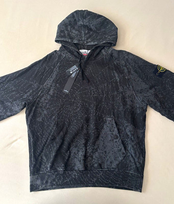 Stone Island/Supreme Herren Kapuzenpullover Hoodie Schwarz M mit Ärmel-Patch