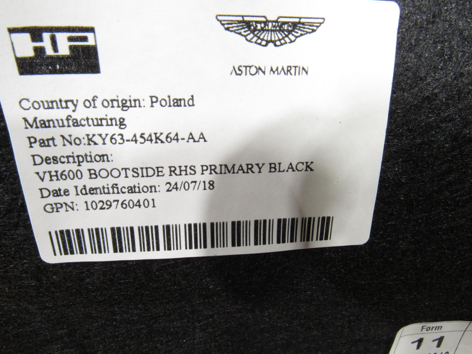 18-21 Aston Martin Vantage 2019 Rear Right Passenger Trunk Trim Cover Panel :O