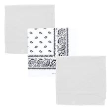 Set of 3 Bandanas 2 Solid Color and 1 Paisley Cotton Head Scarf Unisex