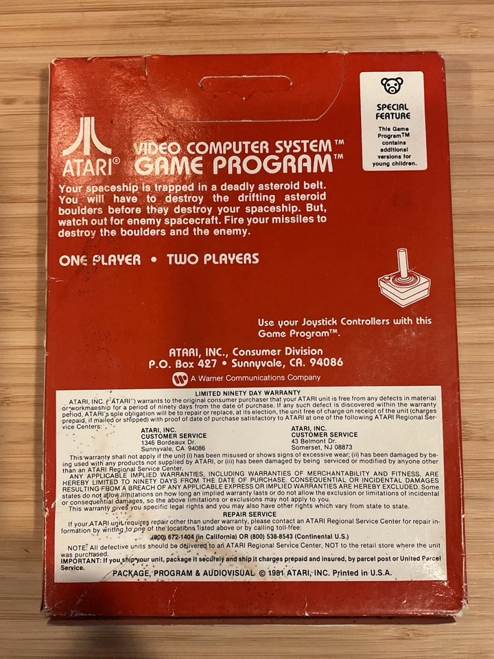 NEW ATARI ASTEROIDS (ATARI 2600, 1981) RED BOX VIDEO GAME- FACTORY SEALED! - Image 2 of 4