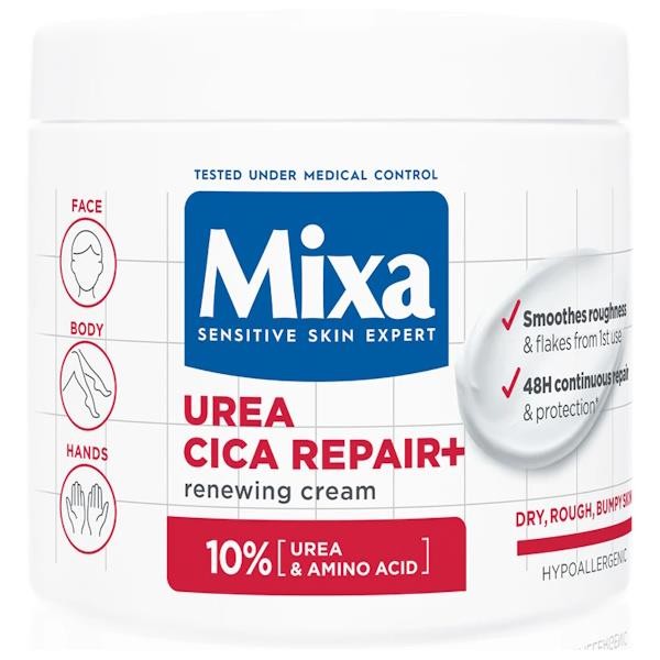 6 x Mixa Urea Cica Repair+ Renewing Cream 400ml