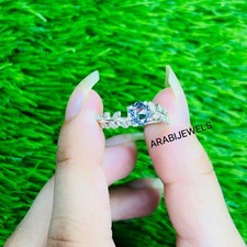 Round Cut Alexandrite Ring 925 Sterling Silver Gift For Her.