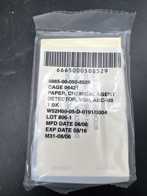 #ad #ad M8 Chemical Agent Detector CAD Paper Booklet of 25 Sheets NEW $9.99