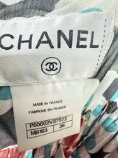 CHANEL Multicolor Floral Silk Chiffon Maxi Dress V-Neck Sleeveless 36