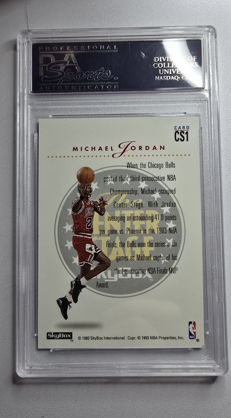 1993-94 Skybox Premium Center Stage Michael Jordan Insert #CS1 PSA 6 EX MINT view 2