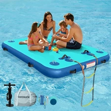 AWEMUFA Inflatable Floating Dock 8ft x 6ft Lake Floats for Adults