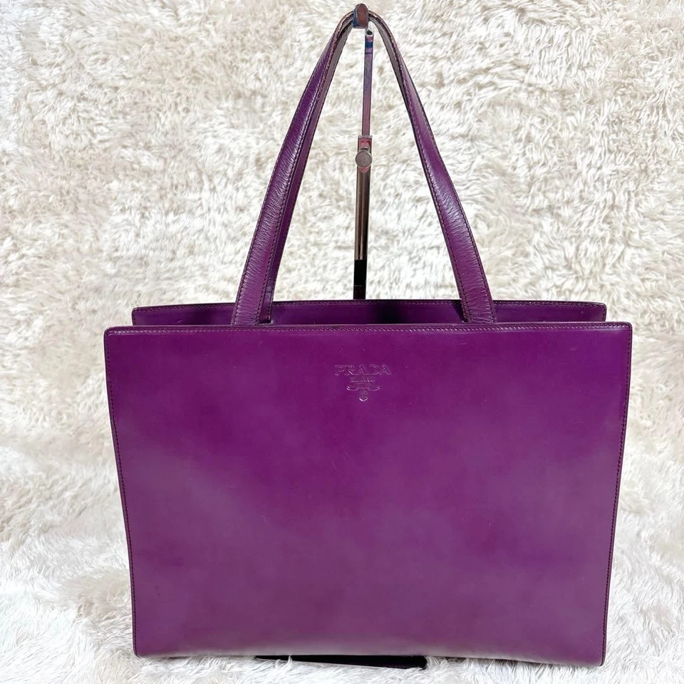 Auténtico bolso de negocios de cuero PRADA púrpura mediano para mujer Italia 126623 Foto 2 de 4