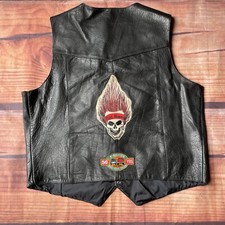 Vintage Biker Leather Vest Skull and Motor Patch XL