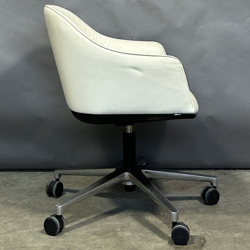 VITRA Softshell Chair White Leather Meeting Swivel Dining Visitors Desk Office - Picture 6 of 12