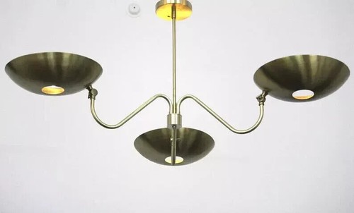 Chandelier Luminaire Handcrafted Modern Mid Century Solid Brass 3 Arm Light lamp - Picture 4 of 5