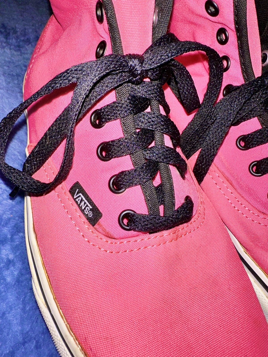 VANS Hot Neon Pink Black Laces Hi Tops Women display picture 3