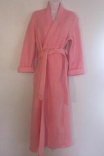Vintage Women's Pink Fleece Robe Sears Fuzzy At Home Wear Scalloped Edges W 