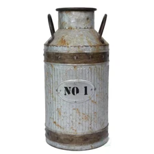 Galvanized Metal Rustic Large Milk Can