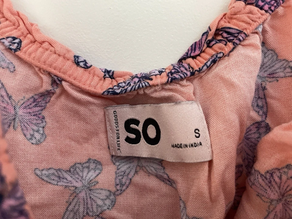 SO Kids Girls Allover Butterfly Print 100% Rayon Adjustable Tank Top Coral Small - Image 2 of 4