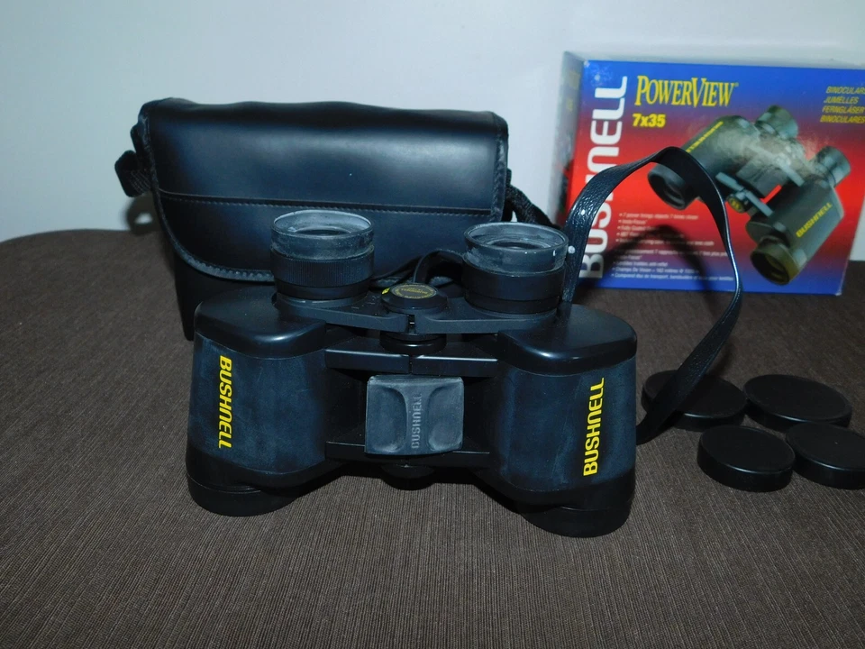 HUNTING 1998 BUSHNELL POWERVIEW 7X35 BINOCULARS IN CASE IN BOX *MINOR USAGE* - Image 4 of 4