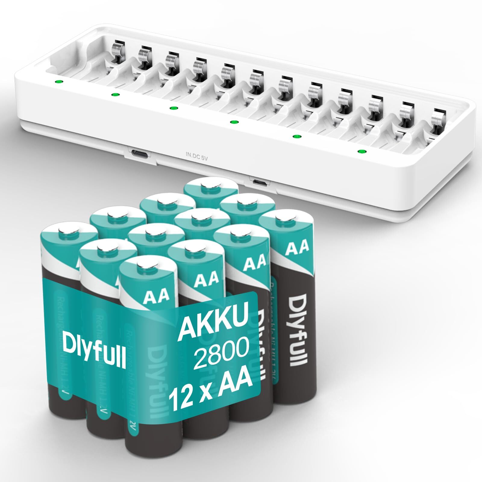 Rechargeable Aa Batteries With Charger 12pcs 2800mah High Capacity Low Self Disc-image