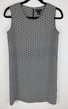 Adrienne Vittadini Womens Dress 4 Black White Patterned Shift A Line Sleeveless