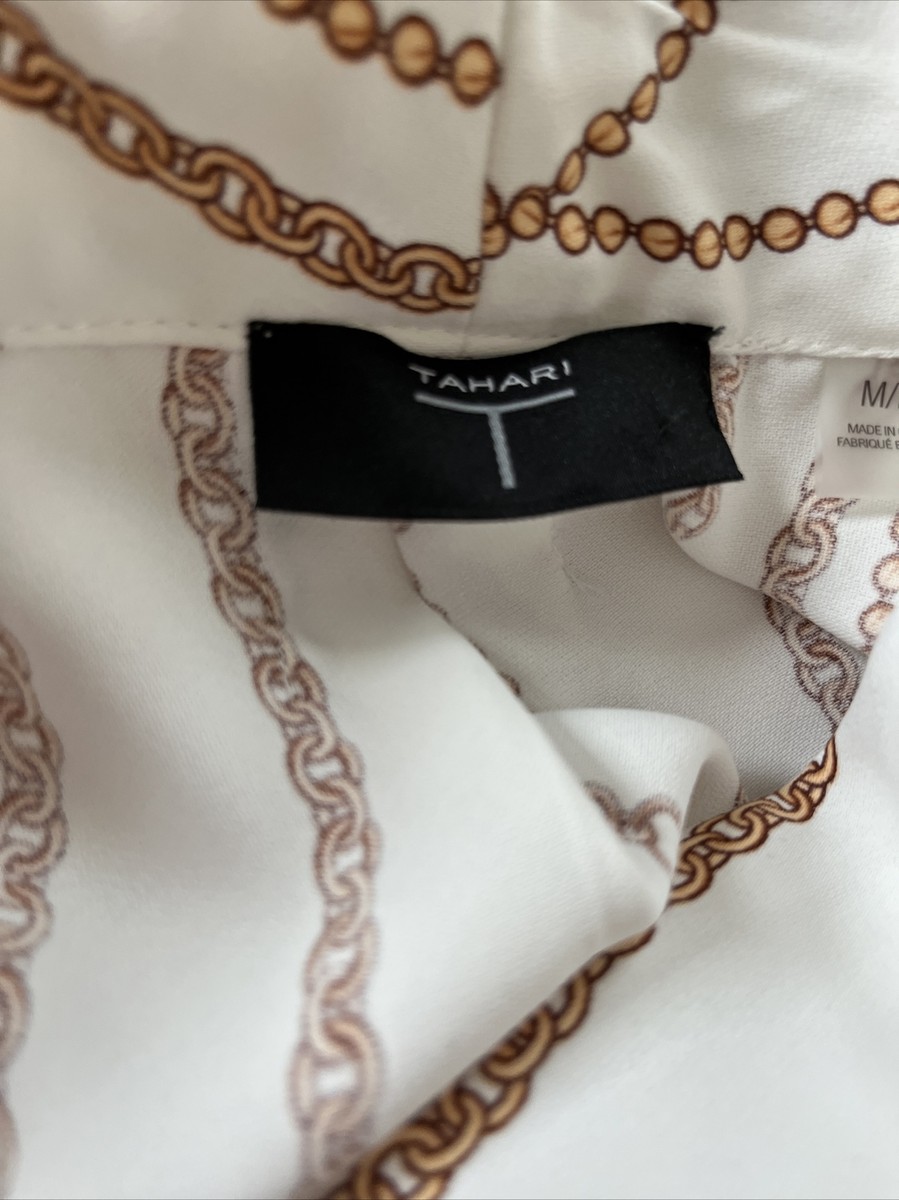 Chemisier Elie Tahari Blanc Avec Col à Chaîne - Taille M - Neuf Avec étiquette