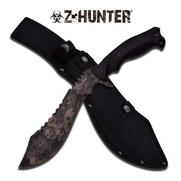 Z HUNTER ZB-117TN TAN ZOMBIE PRINT TACTICAL MACHETE 15