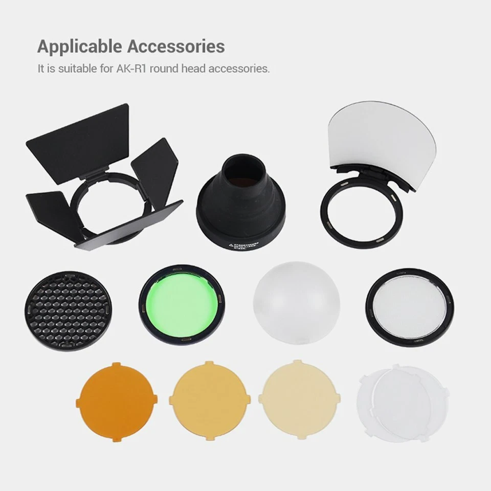 Godox AK-R1 Barndoor Snoot Grid Diffuser Ball Kits for V1 V1Pro Round Head Flash - Image 2 of 4