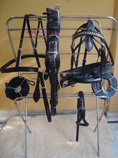 Great Quality Durable Black Leather Driving harness in Full, Cob, Pony, Shetland