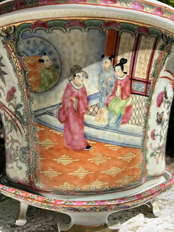 Centro de mesa de porcelana fina china Famille Rose florero Foto 2 de 4