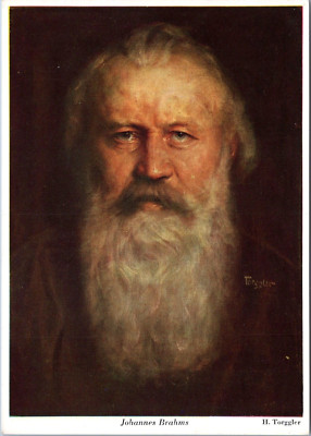 Modern 4x6 Portrait Postcard Composer Johannes Brahms-  Artist Hermann Torggler