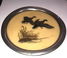 Kirk Stieff Pewter Serving Tray Mallard  Duck Serving Hunting Ducks Wildlife MCM