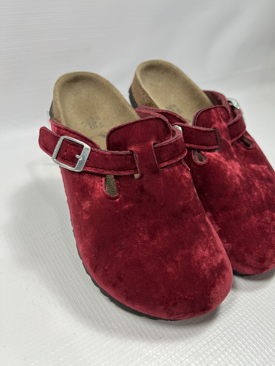 Birki's x Birkenstock Wine Velvet Boston Clogs 205 L1 size 1 | eBay