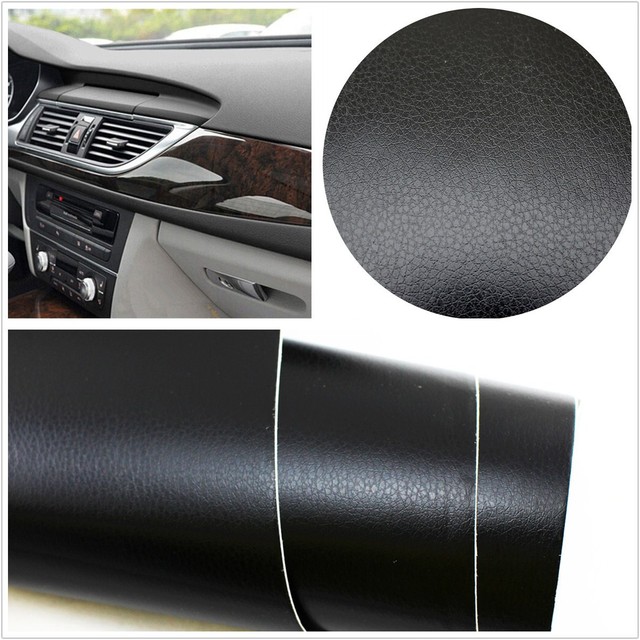 Black Vehicle Interior 3D Imitation Leather Texture Dashboard Film