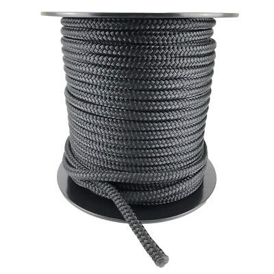 16 mm schwarzes doppelt geflochtenes Polyesterseil x 65 Meter, Qualitäts-Docklines