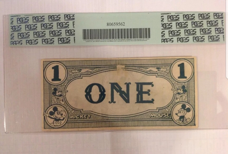 Superb Rare Exclusive 1930 First Issue Disney Cone Dollars One Cent Note Green  - Image 2 of 3