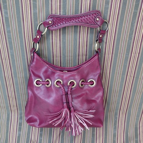 Tommy Hilfiger Bolso de Hombro Borgoña Imitación Cuero Boho Flecos Borla Mediano - Imagen 2 de 9