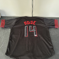 PETE ROSE HAND SIGNED JERSEY, JSA AUTHENTICATED, MLB ALL TIME HIT LEADER