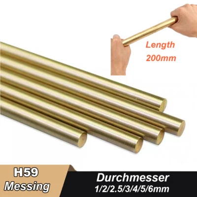 Messing Stange Rundstangen massives Messing Durchmesser 1mm 2mm 3mm 4mm 5mm 6mm - Bild 1 von 4