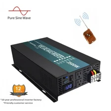 3500W Pure Sine Wave Power Inverter 12V to 120V Car Home Solar RV Remote Switch